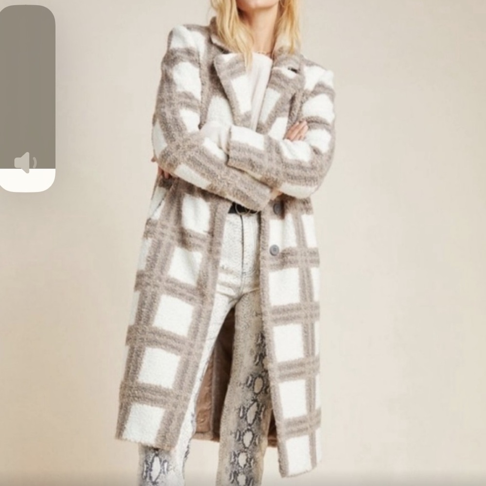NVLT Anthropologie Women’s Eyelash Plaid Coat NWT